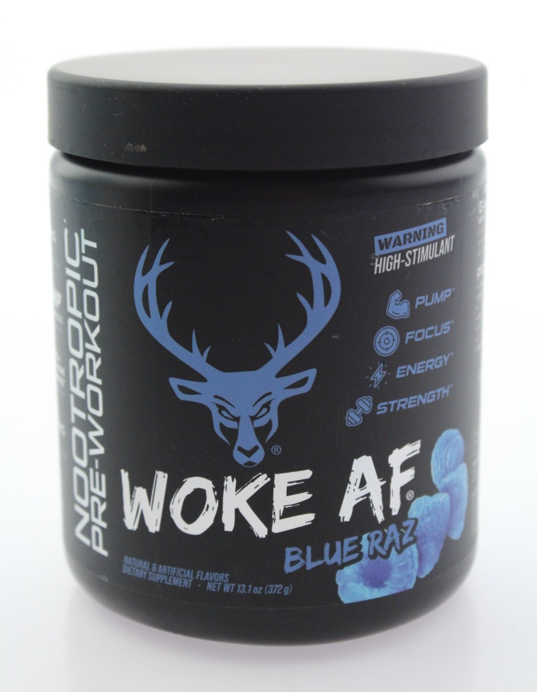 BUCKED UP WOKE AF ‘BLUE RAZ’ PRE-WORKOUT – 13.12 oz / 30 SERVINGS – 02/2027