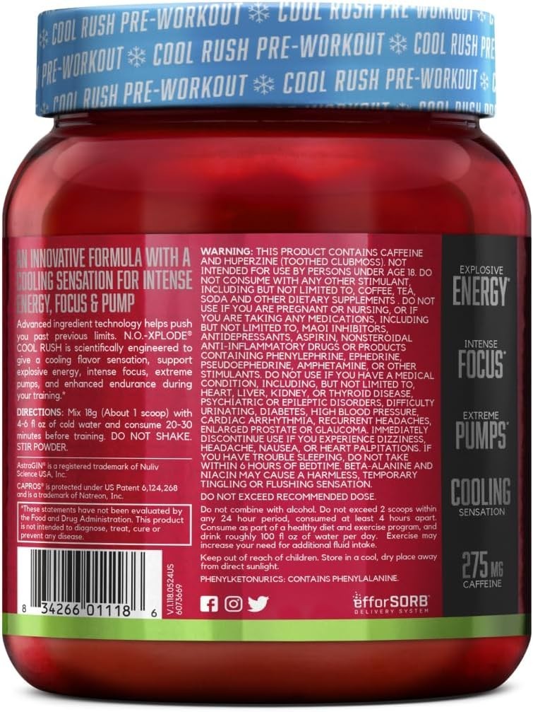 BSN N.O.XPLODE Pre Workout Powder,Energy Supplement for Men and Women 1.2 Pound