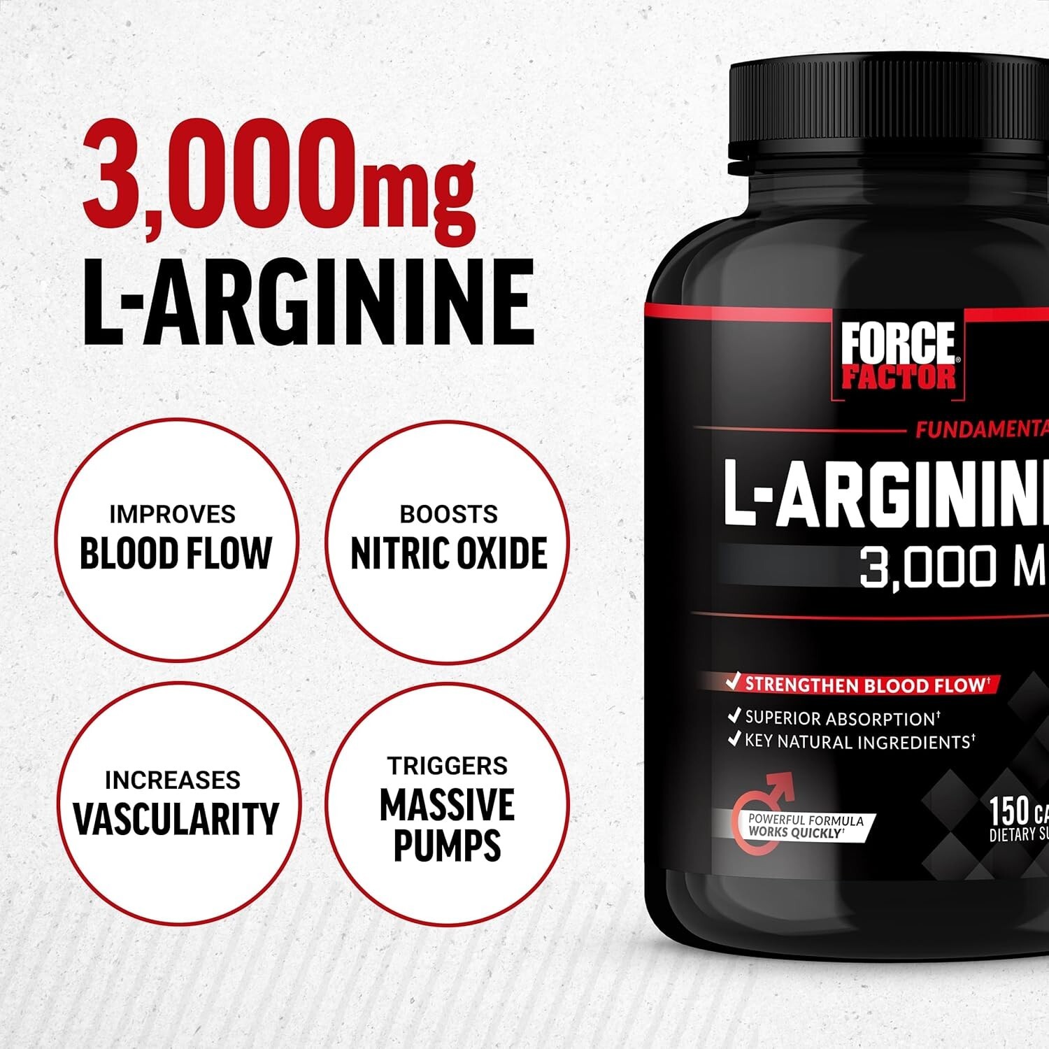 Oxido Nitrico y L-arginina Extra Fuerte Para Aumentar La Energia Muscular 150 Ct