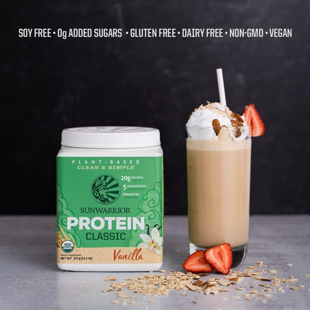 Sunwarrior Organic Classic Vanilla Protein – Plant-Based Protein Powder, 375g