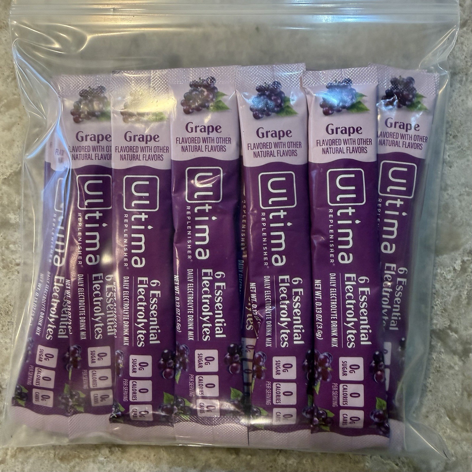 25 Count Ultima Replenisher, Electrolyte Hydration Drink Mix Sticks- Grape