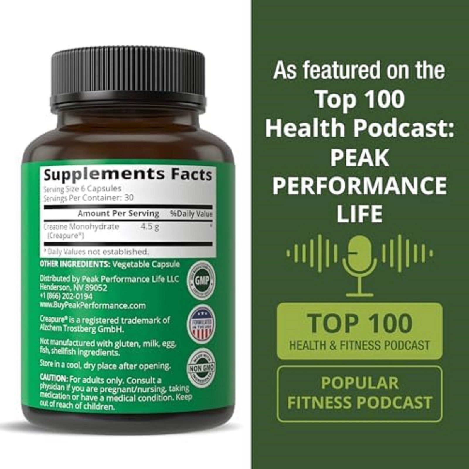 Creapure Creatine Monohydrate 180 Capsules – Ultra High Purity German Made Creat