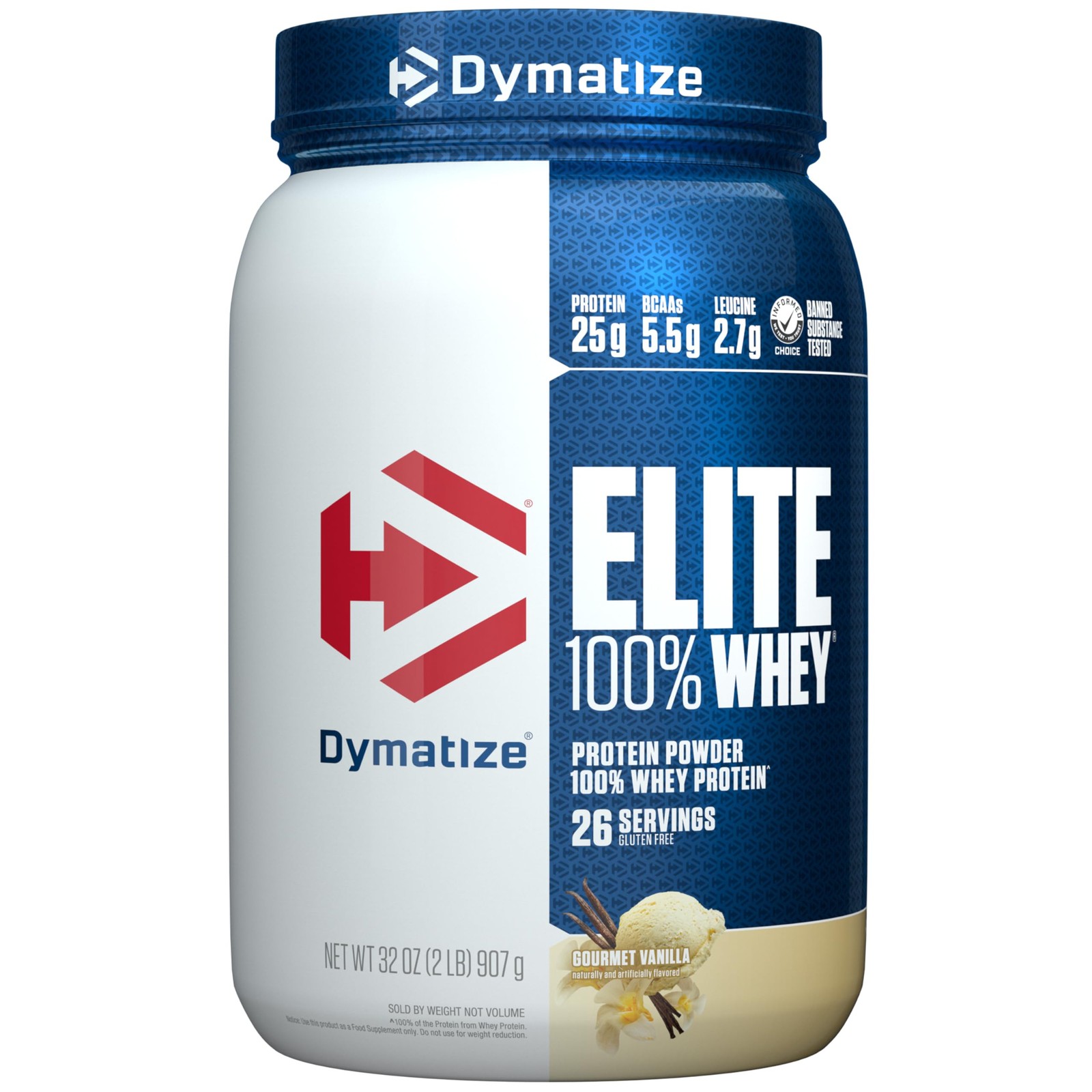Dymatize Elite 100% Whey Protein Powder, 2 Pound (Pack of 1), Gourmet Vanilla