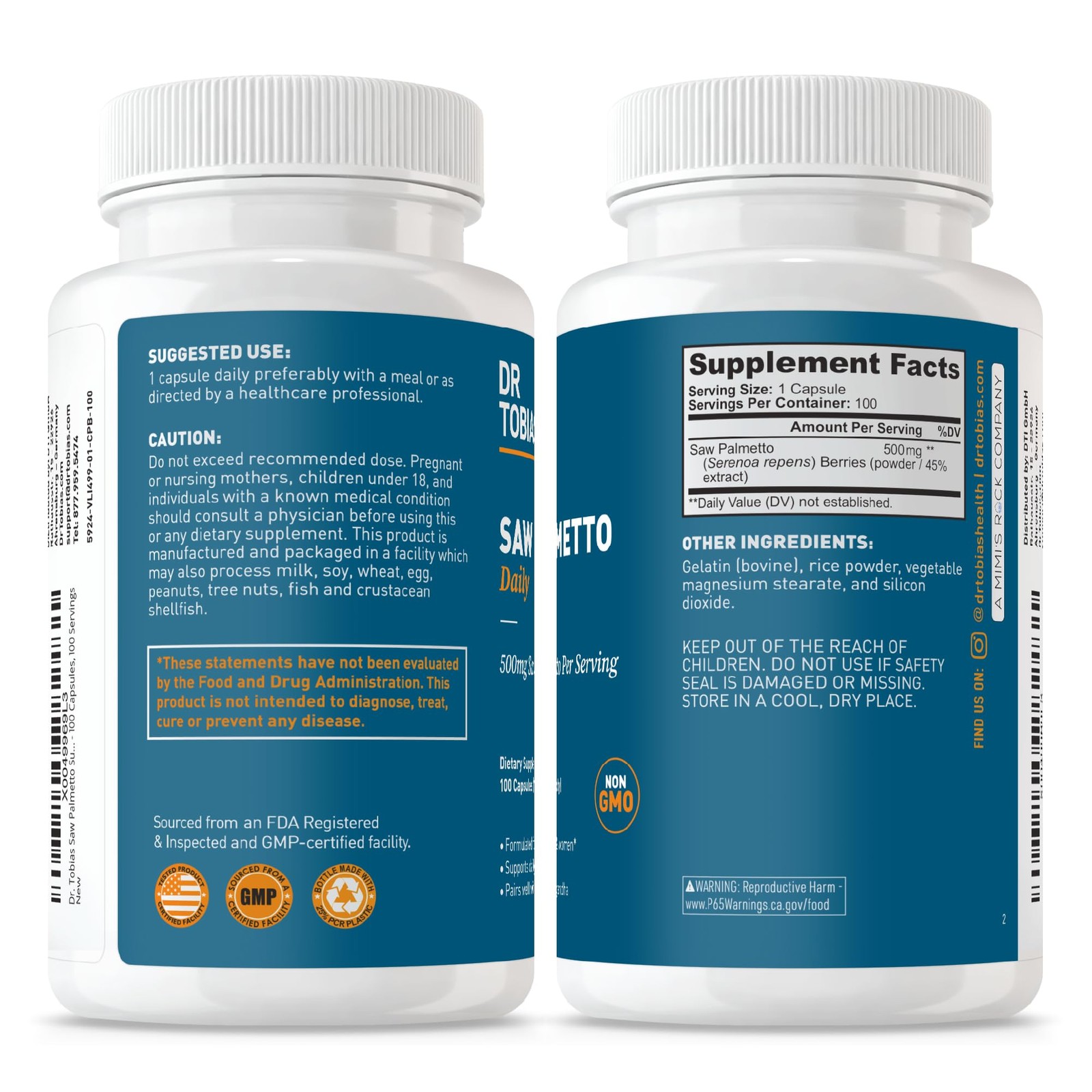 Dr. Tobias Saw Palmetto Supplement, Supports Urinary 100 Count (Pack of 1)