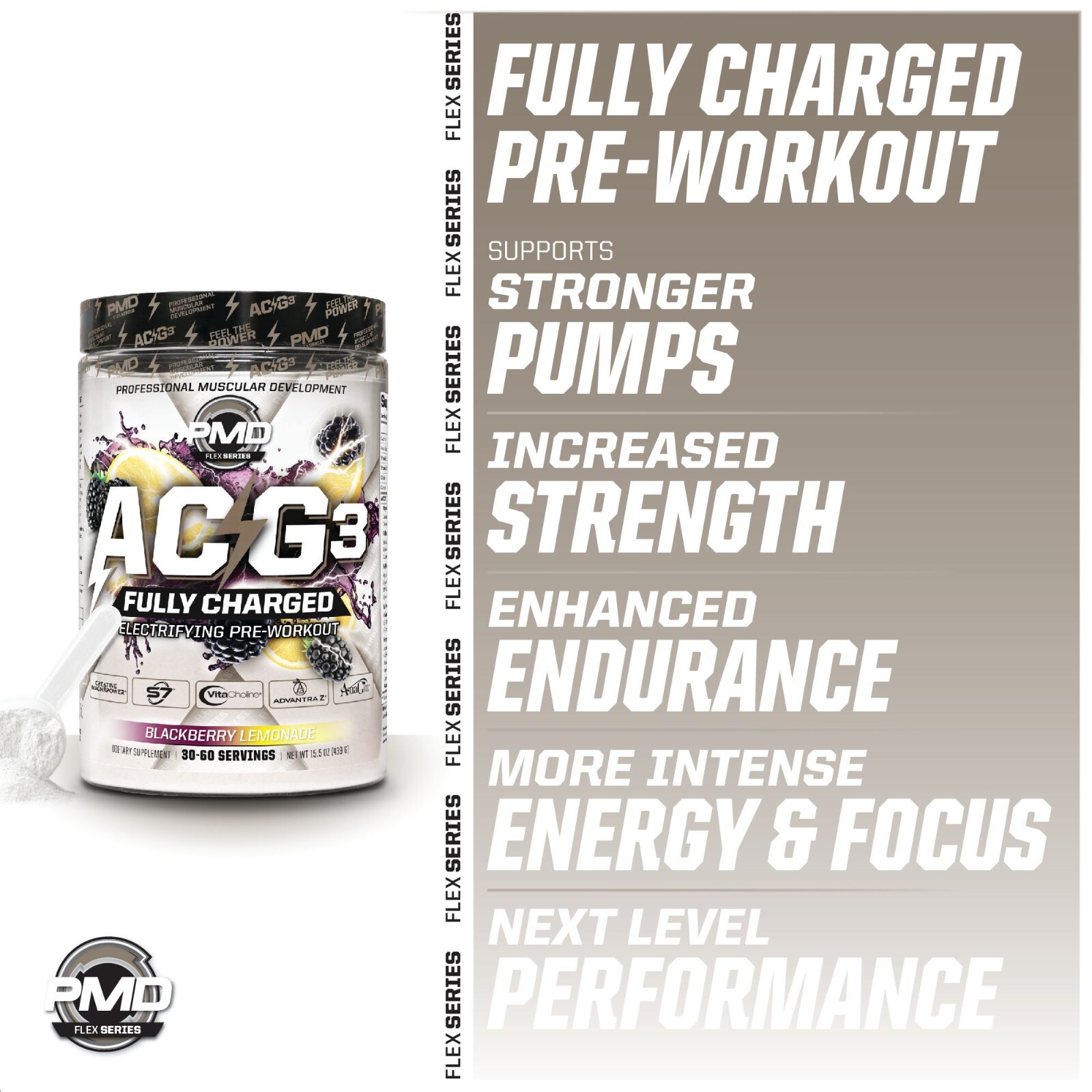 ACG3 Fully Charged– Pre Workout – Drink Mix- Cherry Slush (30-60 Servings)