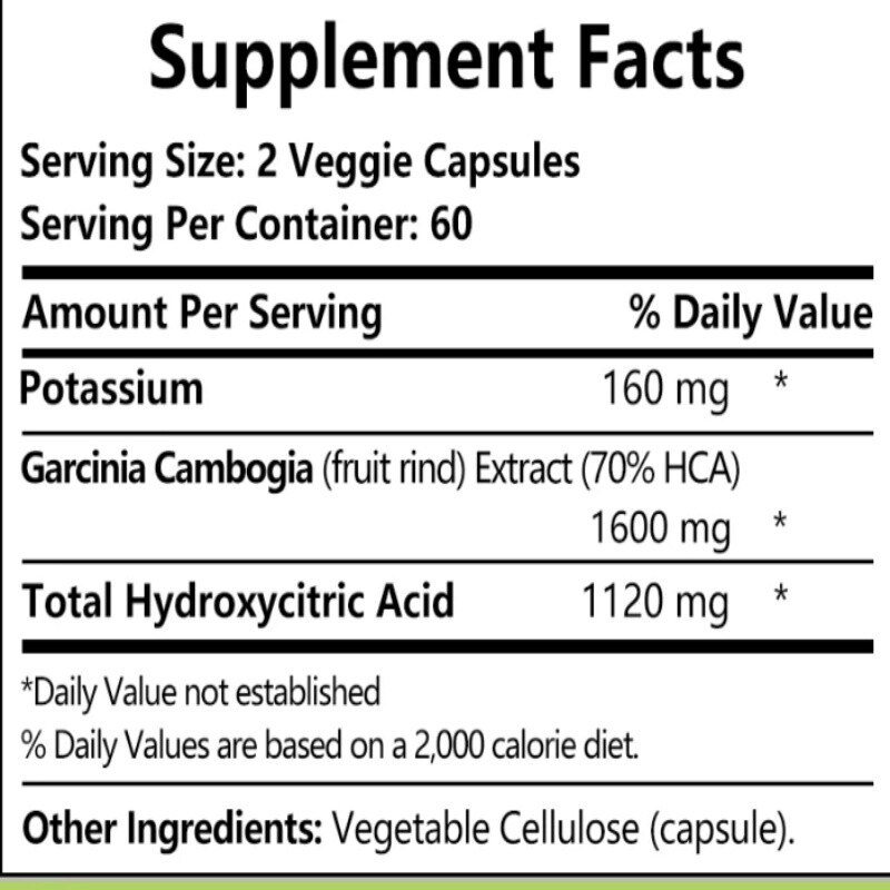Garcinia Cambogia 1600mg – Weight Loss, Detoxification, Hunger Reduction