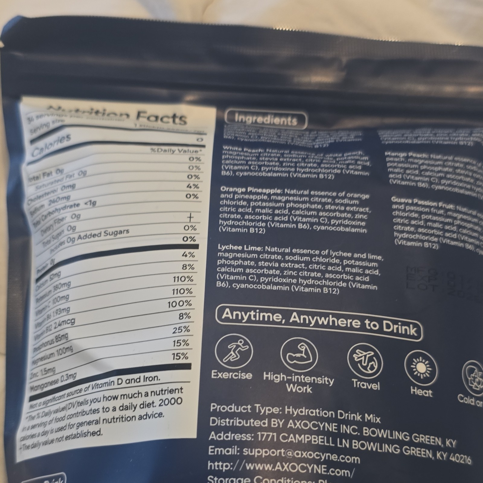 AXOCYNE Electrolytes Drink Mix Powder Packets Variety 34 Sticks Sugar Free