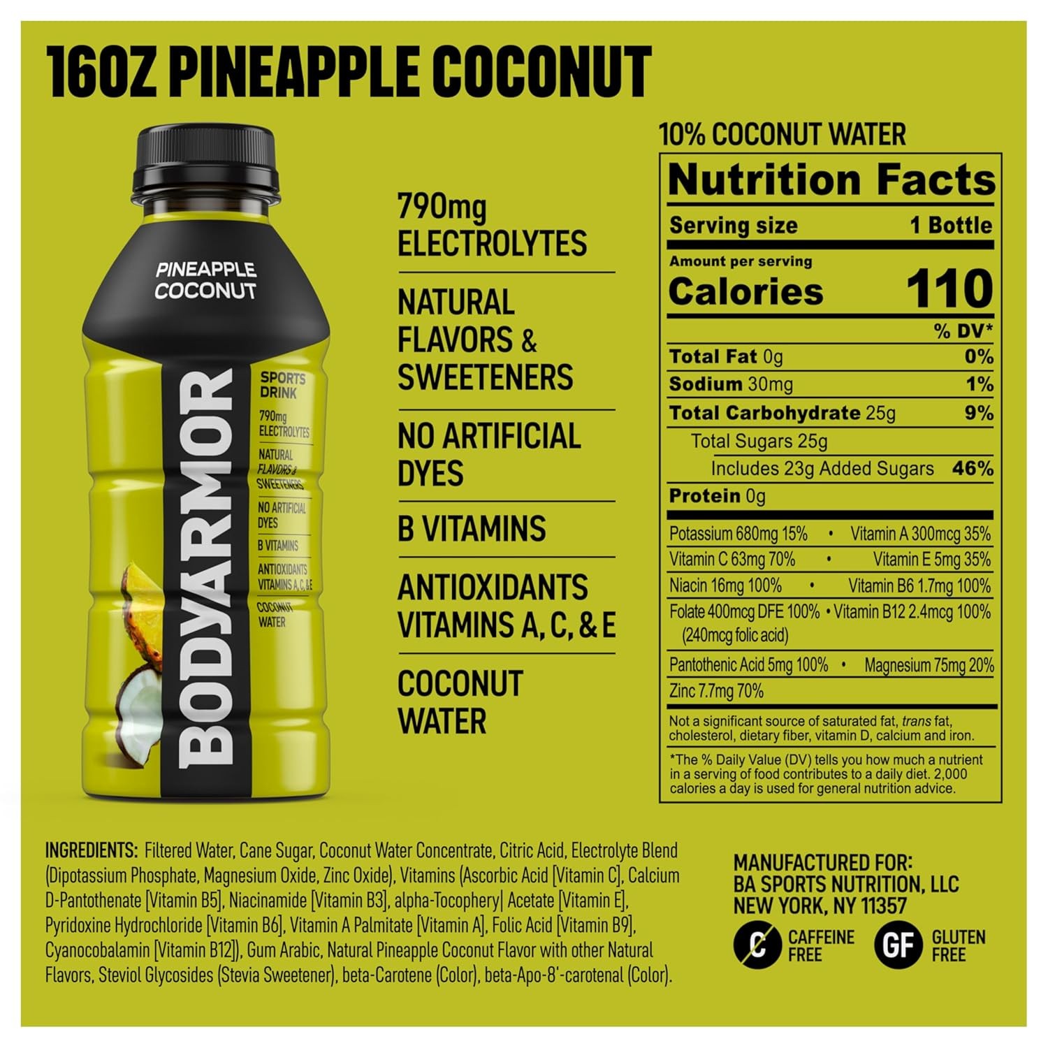 Pineapple Coconut Electrolyte Sports Drink 16 Fl Oz Hydration Beverage