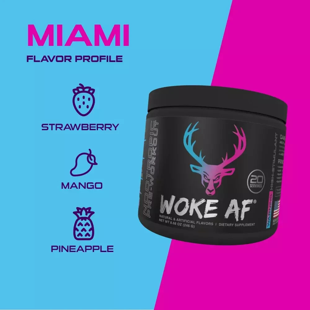 2 jars! Bucked Up Woke AF Miami Pre-Workout Powder Exp 09/2027 2 jars!