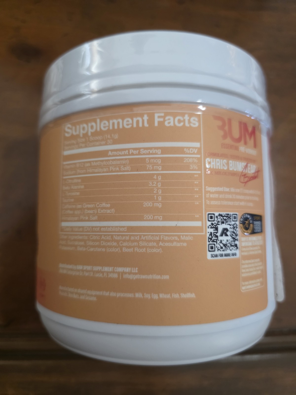 RAW Essentials Essential Pre-Workout Powder Peach Mango 14.9 oz EXP 11/2026