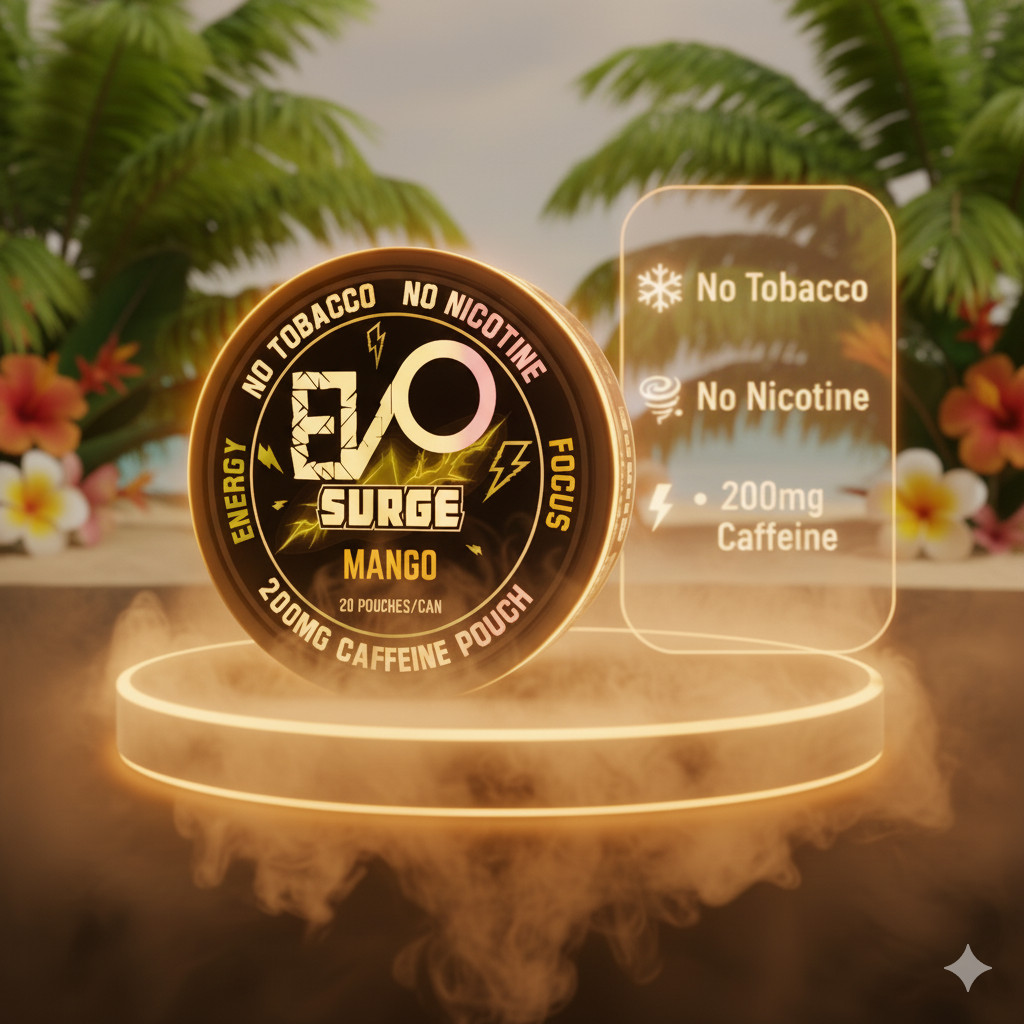 EVO Surge 200mg Caffeine Pouches – 5 Pack (20 Count/Can) – MANGO