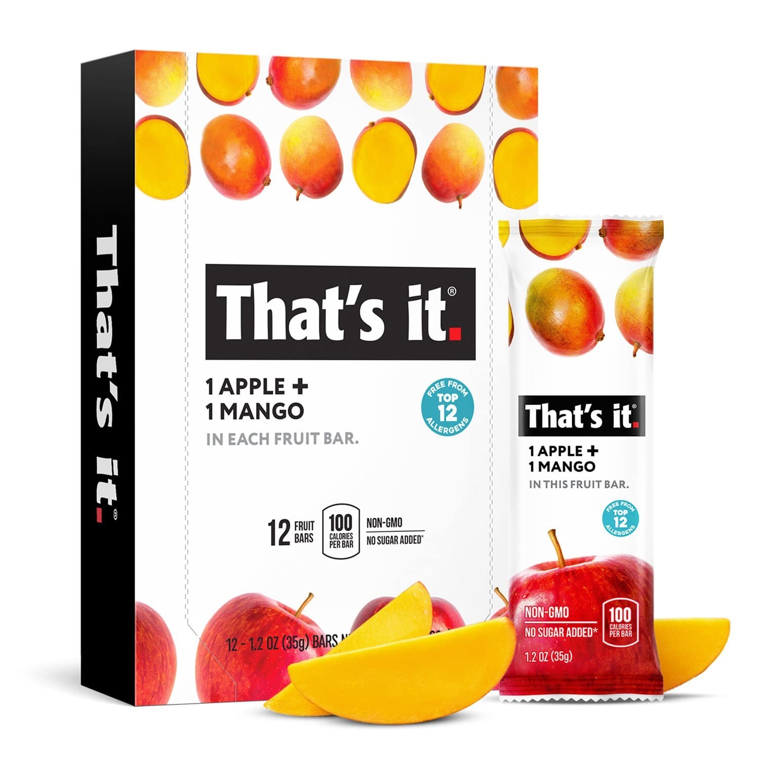 That’s it. Apple + Mango 100% Natural Real Fruit Bar, High Fiber Vegan, (3pk)