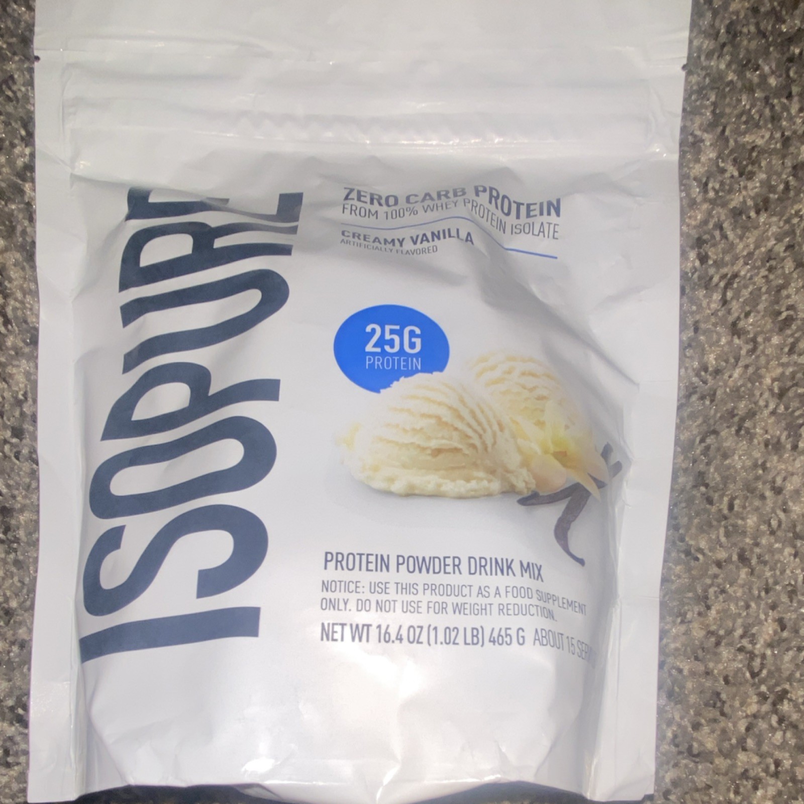 Isopure Zero Carb Whey Protein Isolate Powder Creamy Vanilla 16.4 oz 15 Serv