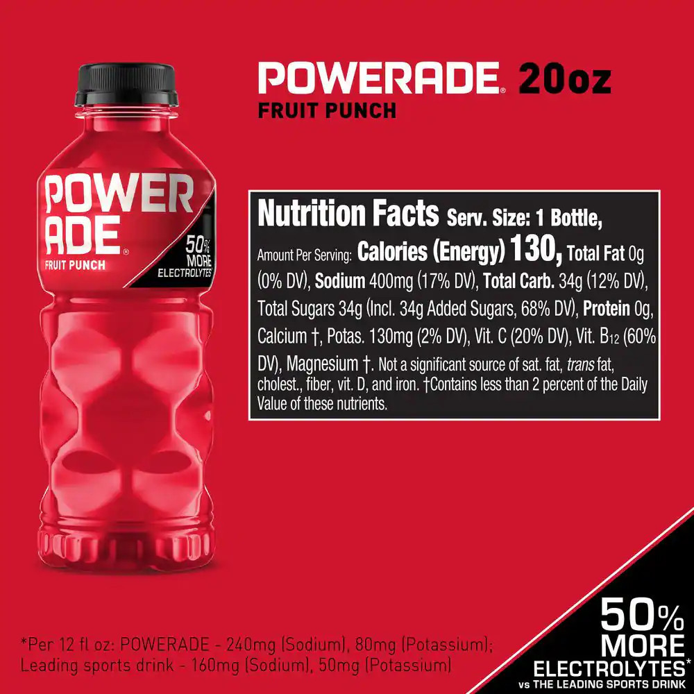 POWERADE Fruit Punch Bottles, 20 Fl. Oz., 8 Pack