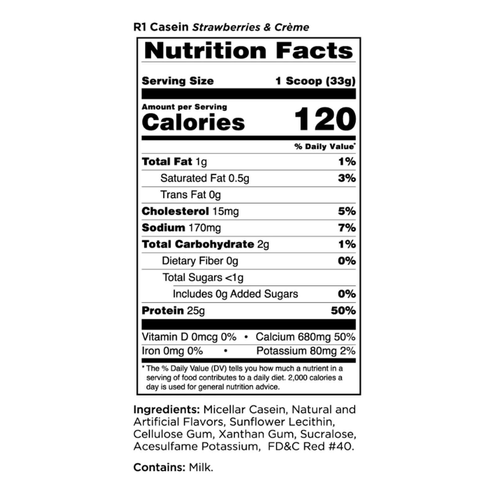 RULE 1 Casein 55 serv Strawberries Creme 100% Micellar Casein 4lb