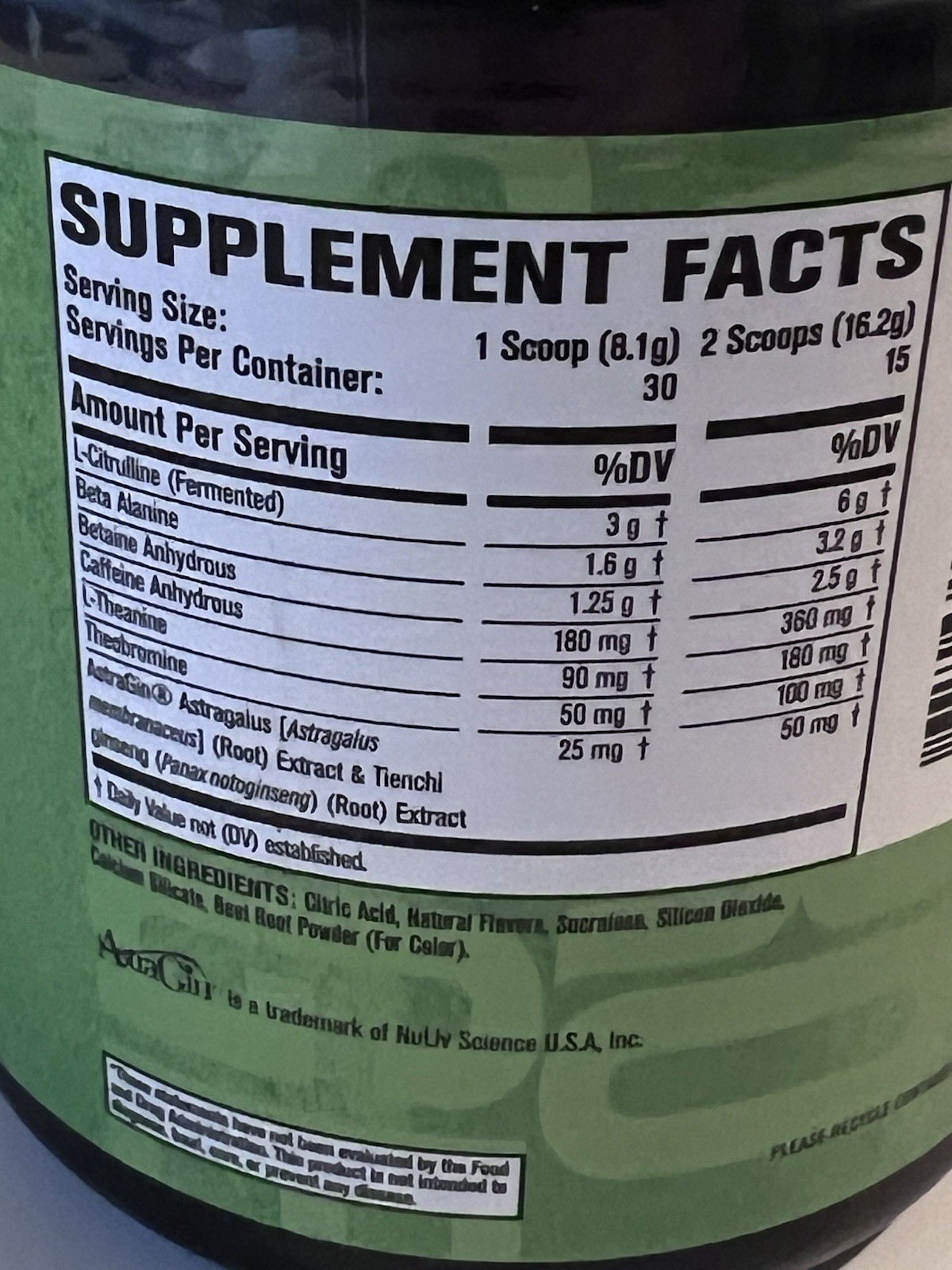 Jacked Factory NitroSurge Pre-Workout Powder Cherry Limeade 30 Serv 8.57oz