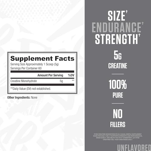 Creatine Monohydrate Powder Unflavored 60 Servings Lean Muscle