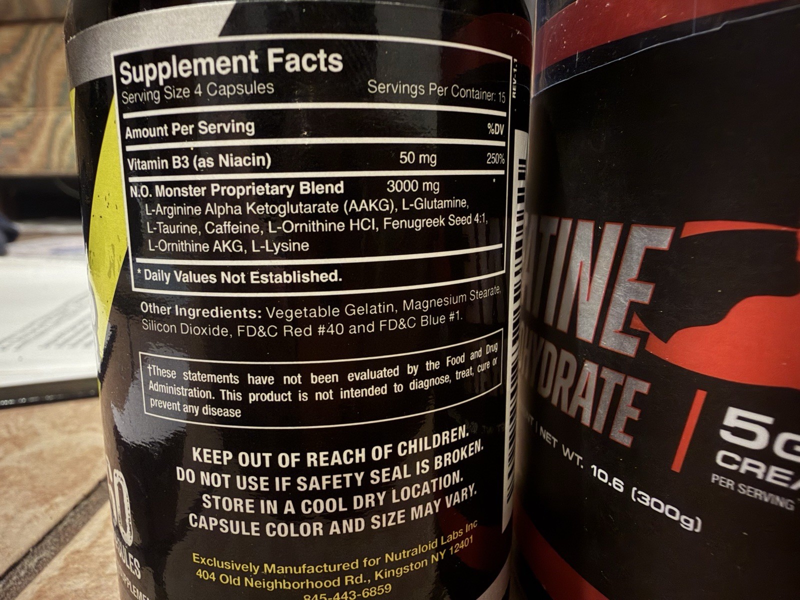 Goliath Labs N.O. Monster Capsules & Creatine Monohydrate Muscle Growth Bundle