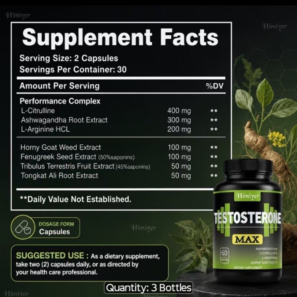 Test Booster Max 1200 Mg Made In USA Trust Pilot Approved 60 Capsules