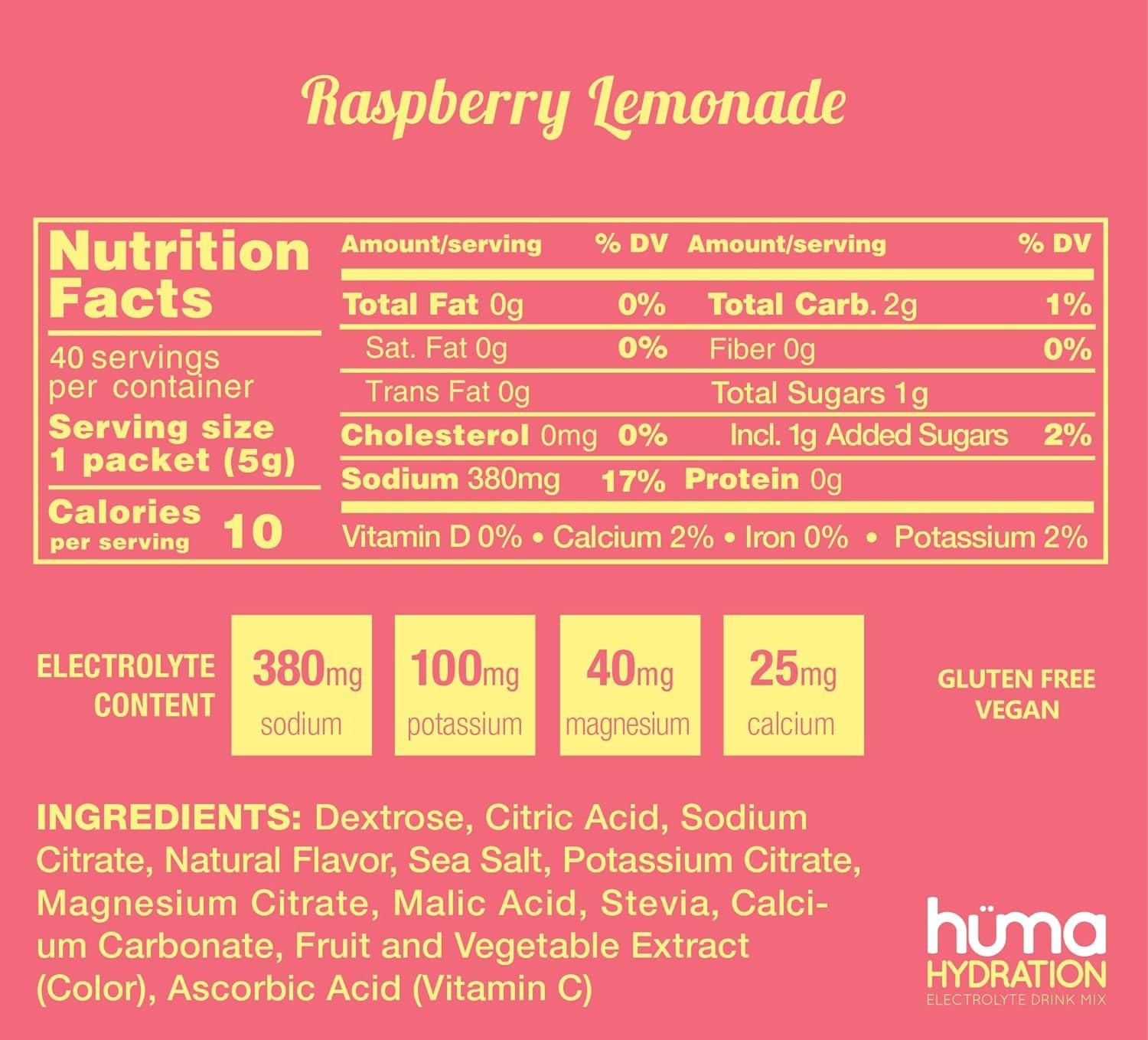 30 Pack HUMA Electrolyte Drink Mix – All-Natural Hydration for Sports & Exercise