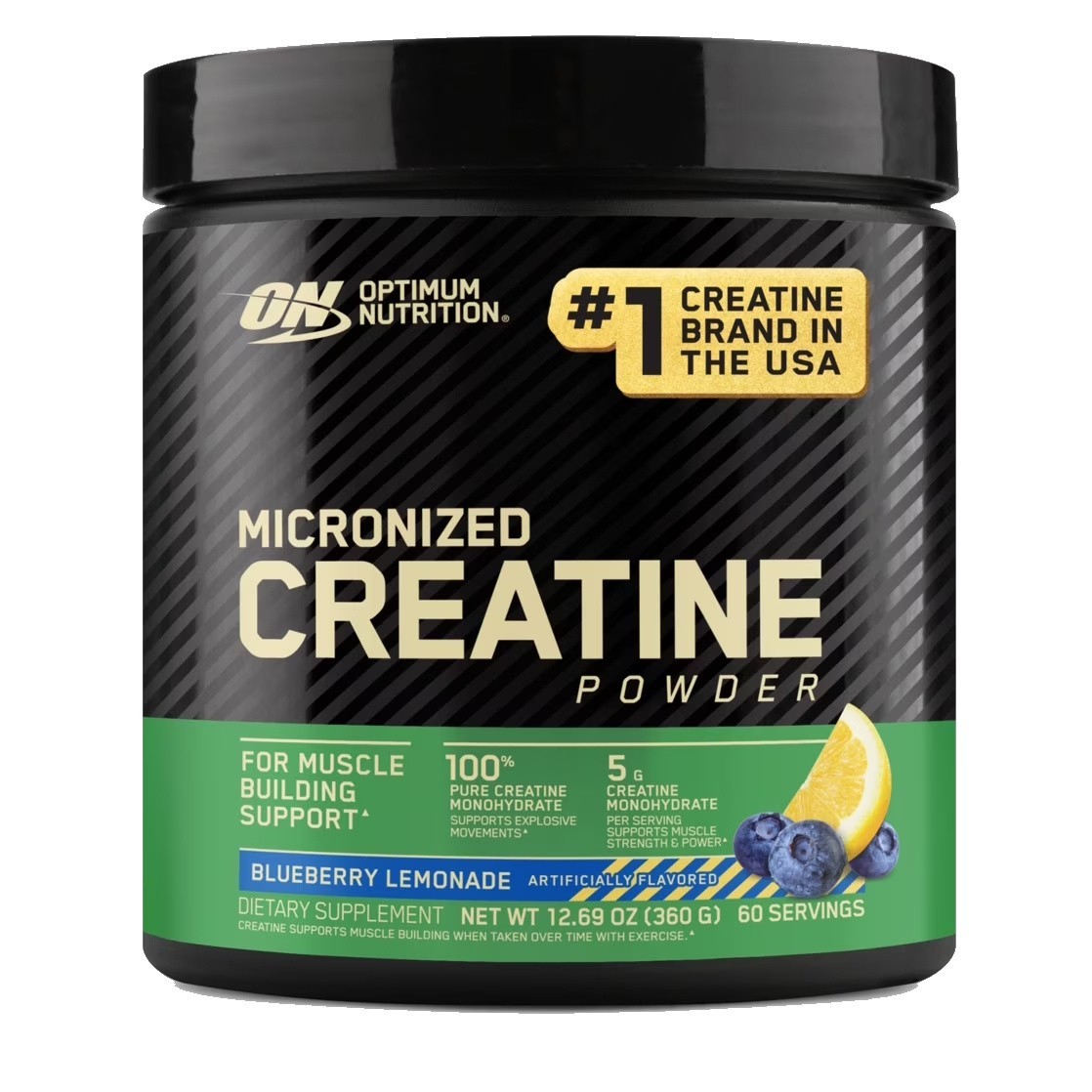 (2 pack) Optimum Nutrition Blueberry Lemonade Micronized Creatine Powder,60 Serv