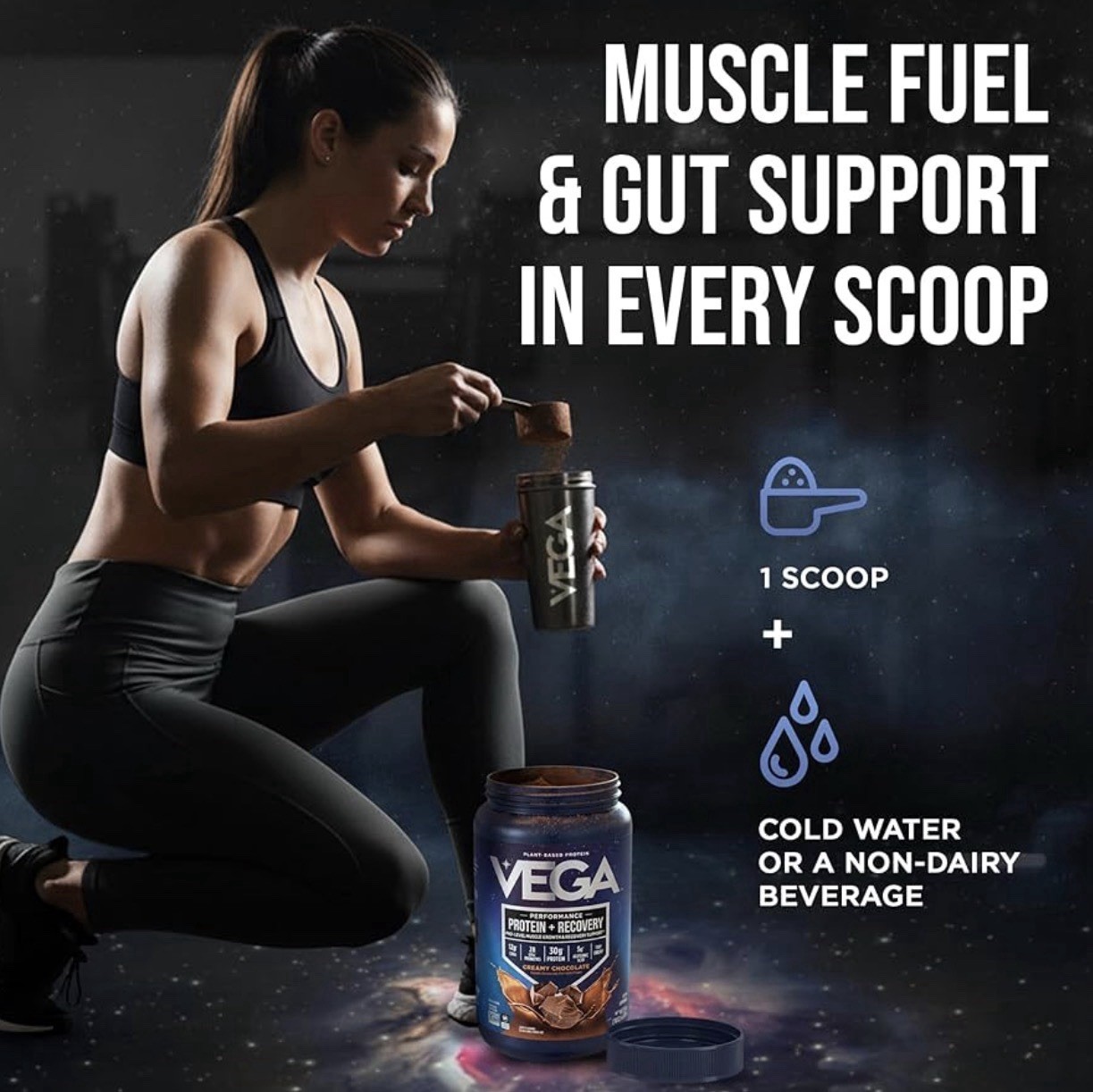 Vega Performance Protein + Recovery 1lb Creamy Chocolate 19 Servings Exp01/15/27