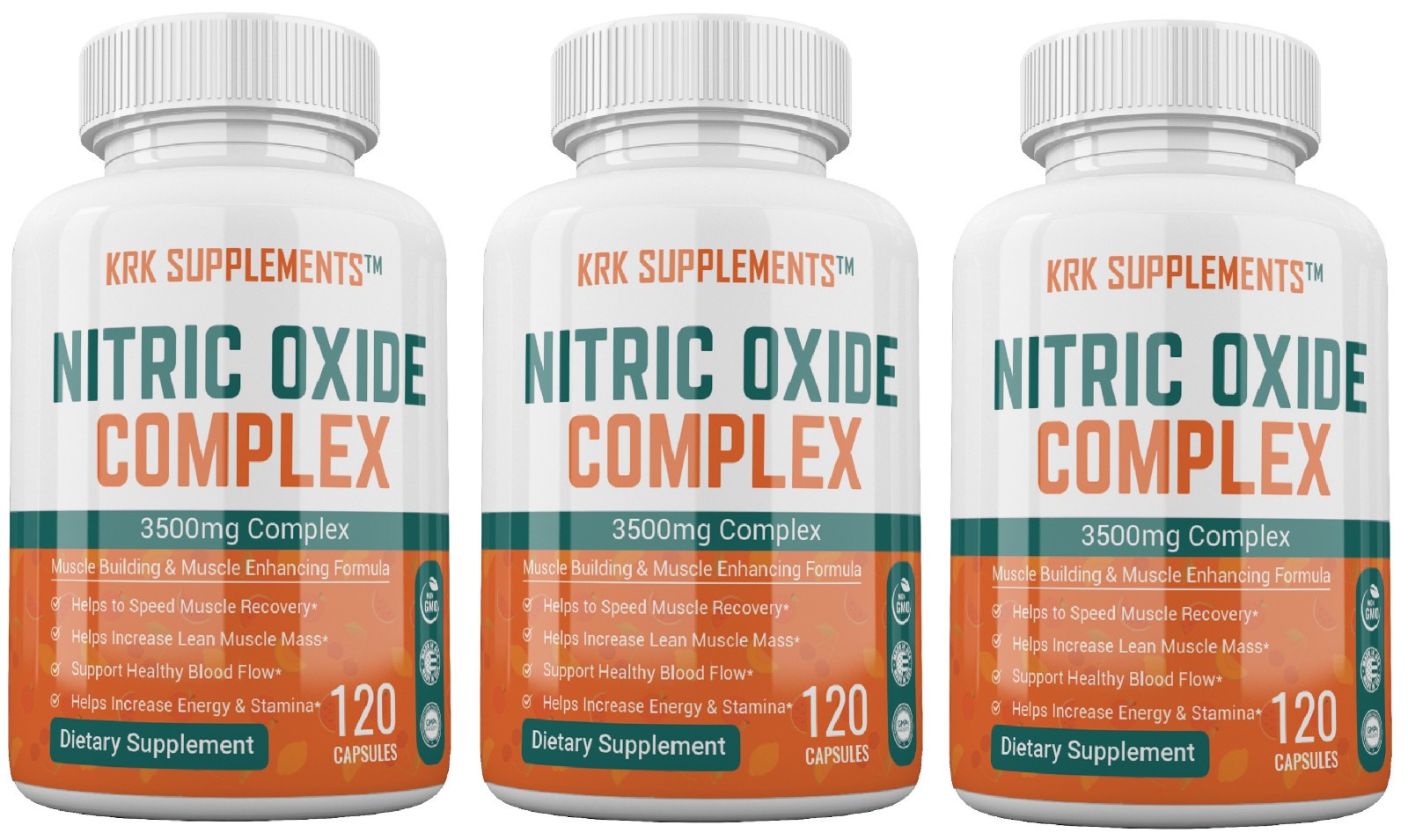 3 Nitric Oxide Complex 3500mg L-Arginine AAKG Muscle Pump Growth Pills