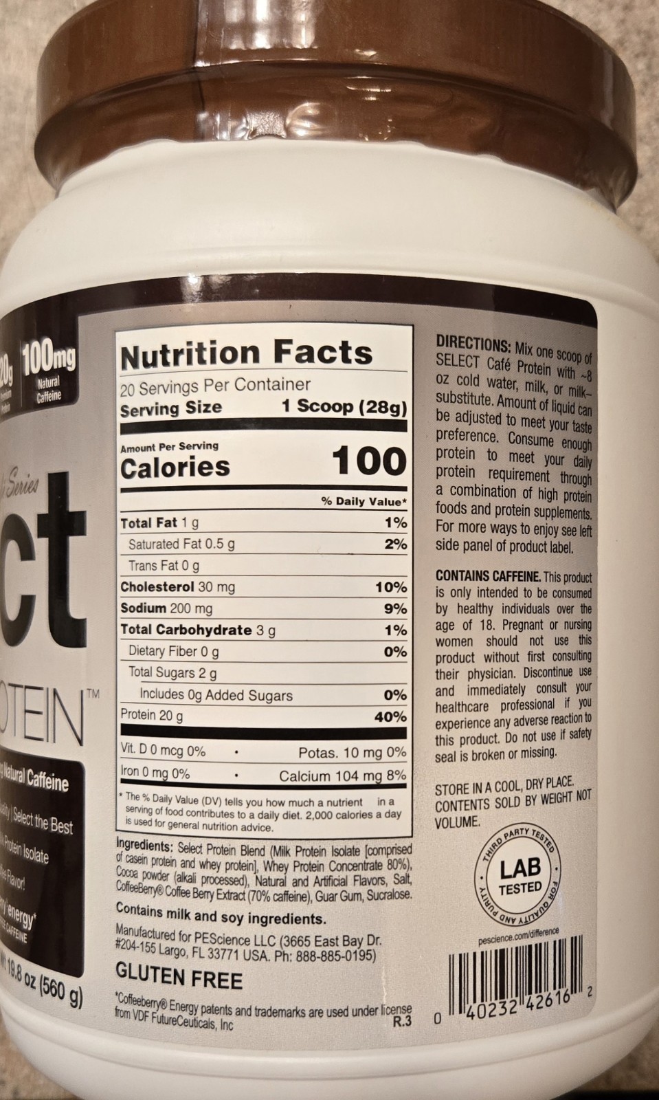 PESCIENCE SELECT PROTEIN Café Series 1.4 lb (20 Serv) Carmel Mach BEST BY 11/26