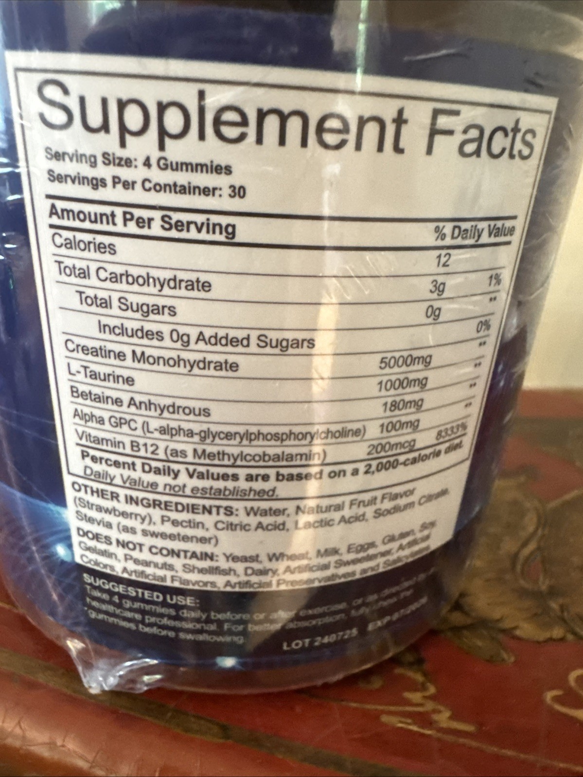 DLNIA creatine monohydrate gummies, 5000 MG,120 gummies, strawberry EXP 6/26