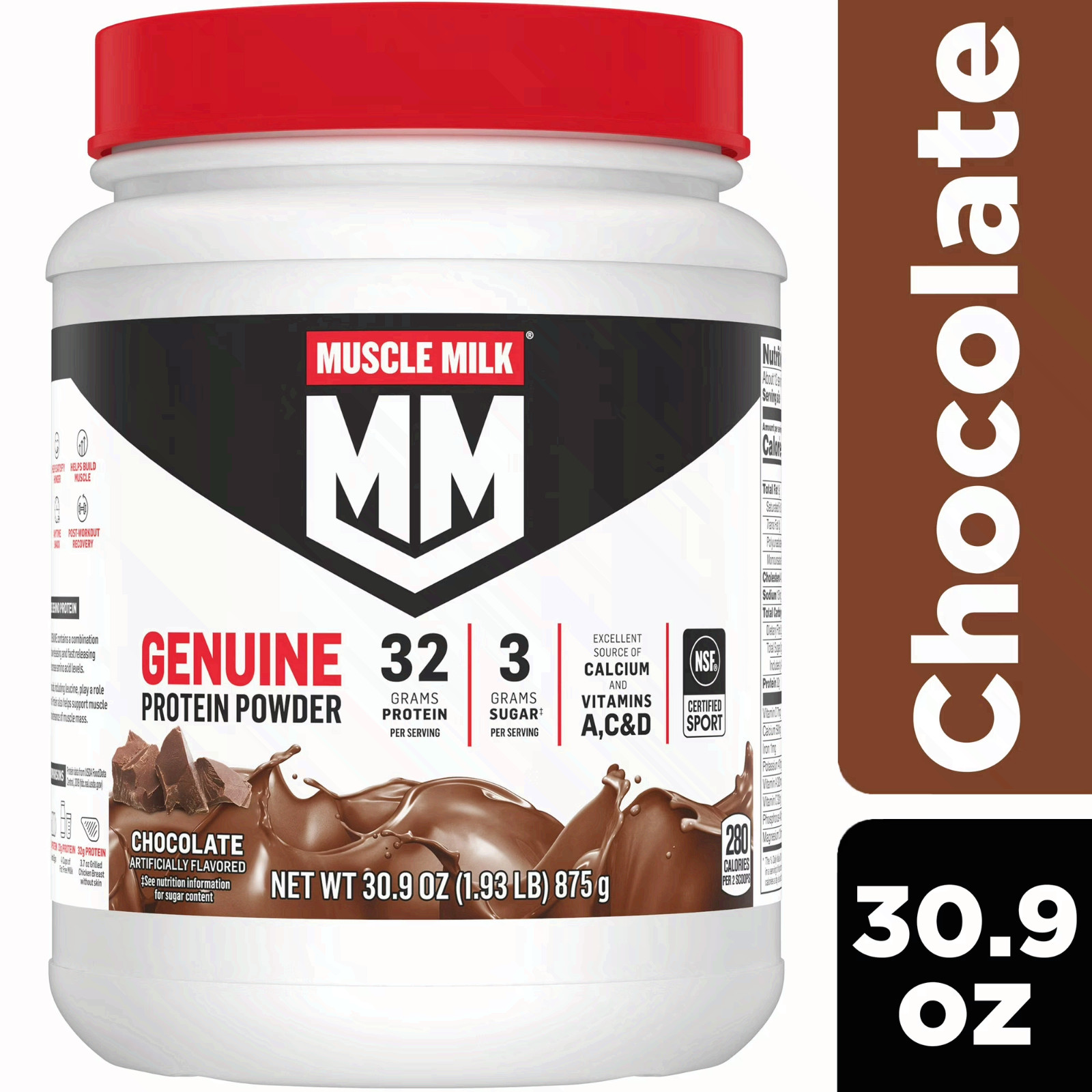 2P Muscle Milk Genuine Protein Powder, Chocolate, 1.93 Pound, 12 Servings