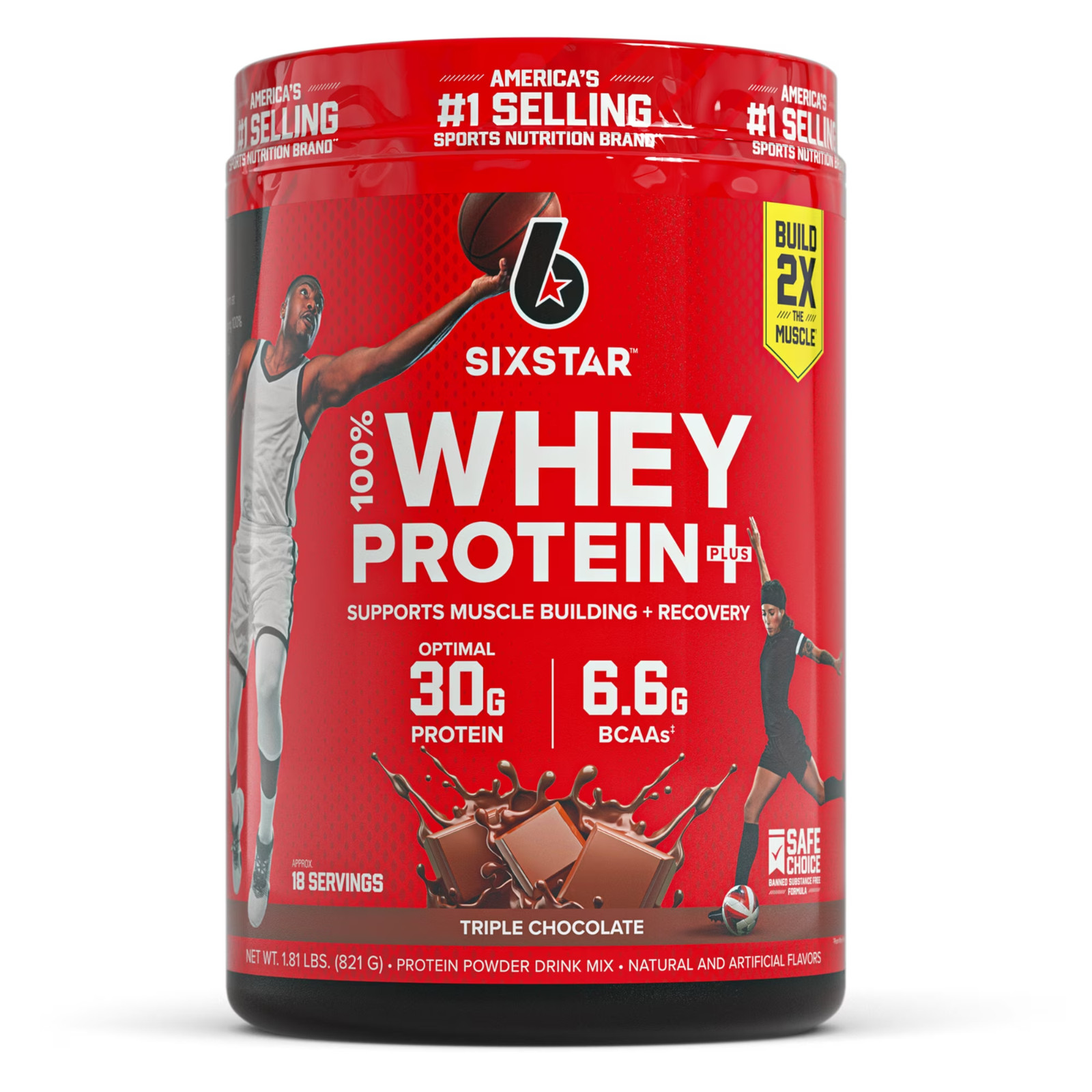 Six Star 100% Whey Protein Powder Plus Triple Chocolate 30g Protein 1.81 lb
