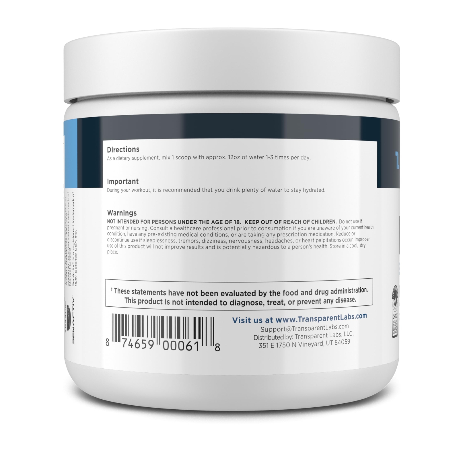 Transparent Labs Hydrate Peach Mango 40 Servings Electrolyte Supplement