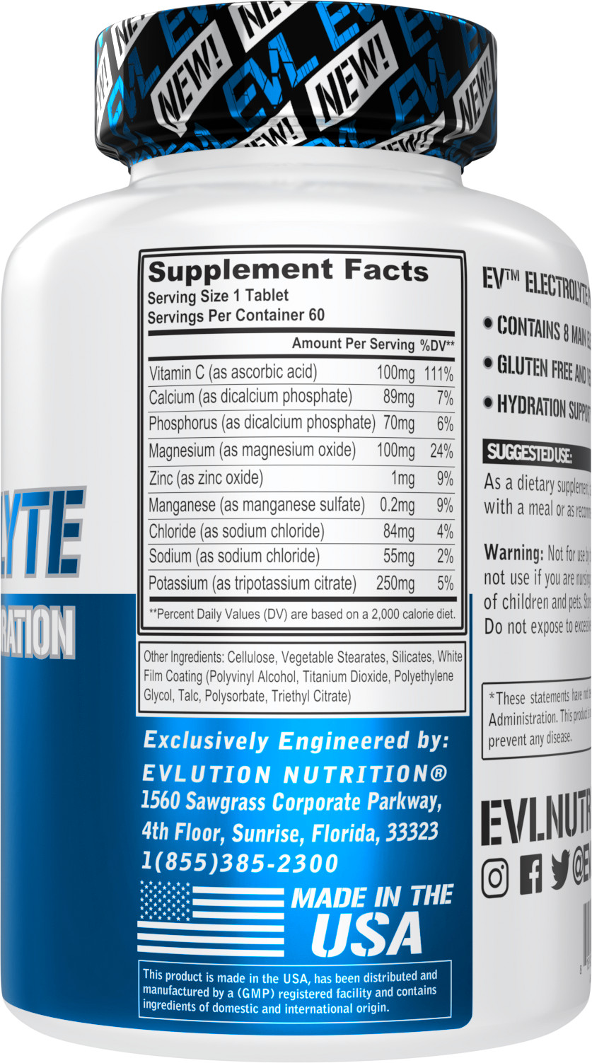 Evlution Nutrition Electrolyte Volumizing Hydration Tablets – 60 Servings