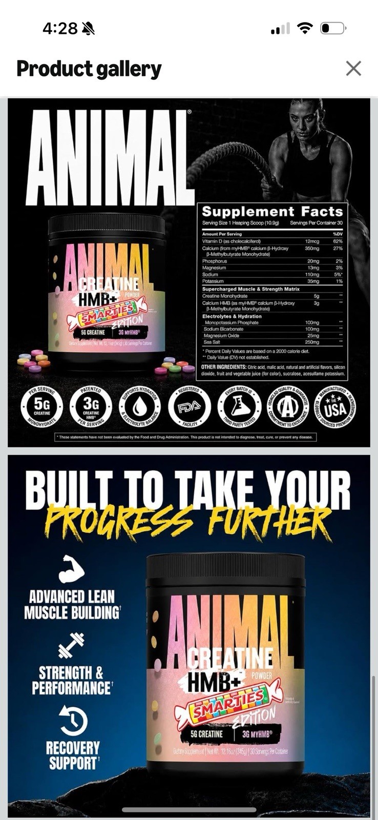 Animal x Smarties Edition Creatine Monohydrate HMB Powder 3g myHMB + 5g Creatine