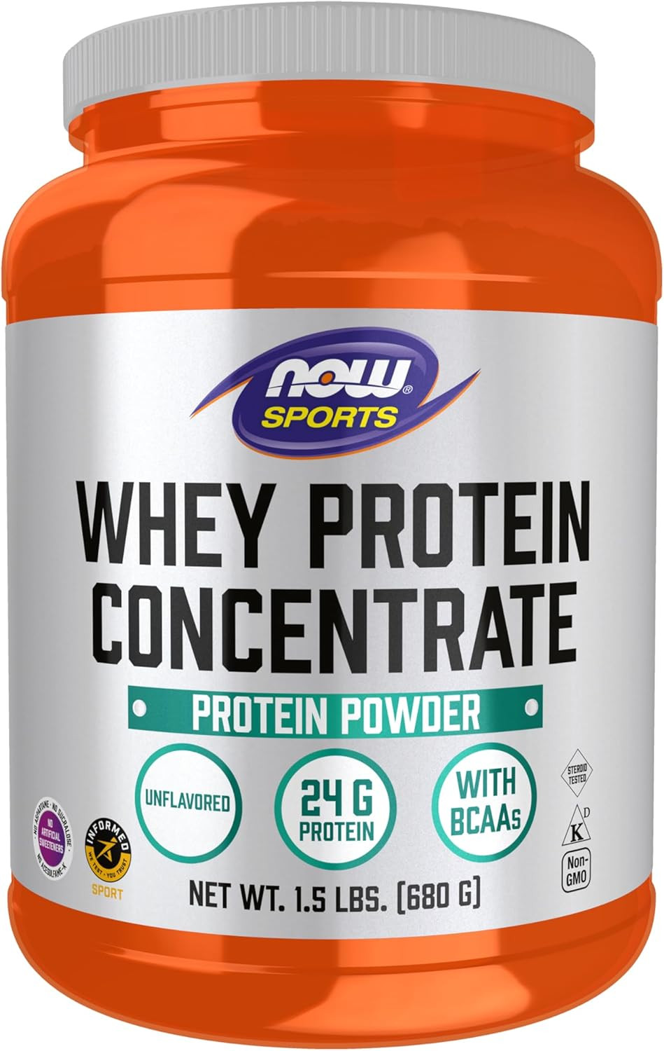 Sports Nutrition, Whey Protein Concentrate, 24 G with Bcaas, Unflavored Powder,