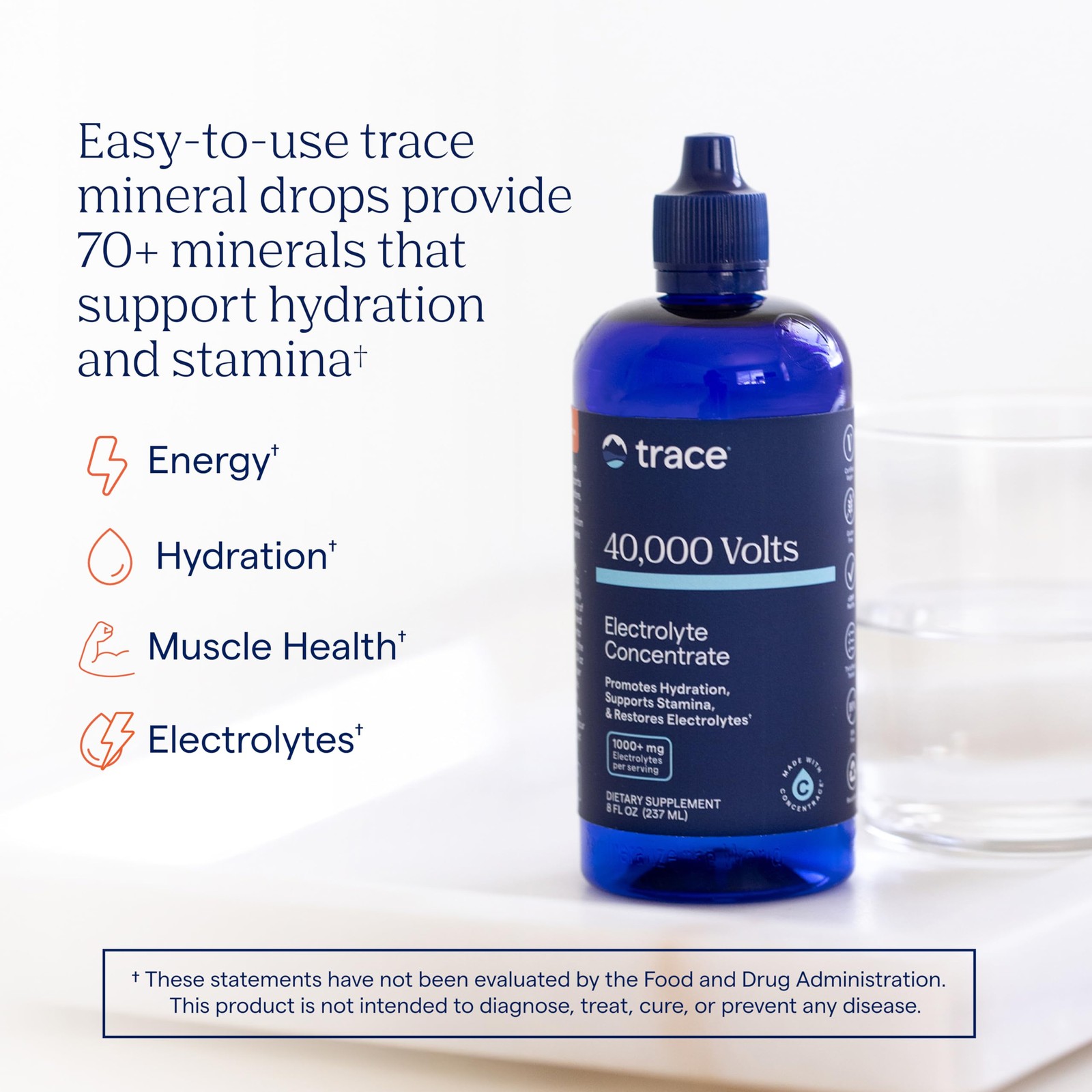Trace Minerals 40,000 Volts – Supports Hydration, Energy, 8 Fl Oz (Pack of 1)