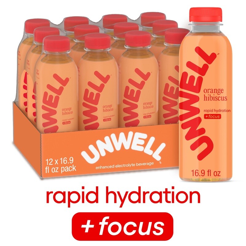 Electrolyte Hydration Drink Rapid Focus Natural Energy 12 Pack Orange Hibiscus