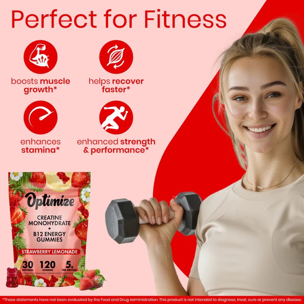 2 PACK Creatine Monohydrate Gummies – 240 Gummies w/ B12 + Magnesium Sugar Free