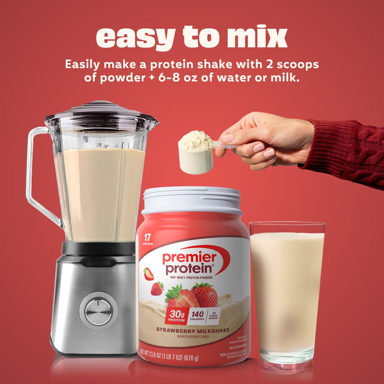 Premier Protein 100% Whey Protein Powder,Strawberry Milkshake,30g Protein,17 ser