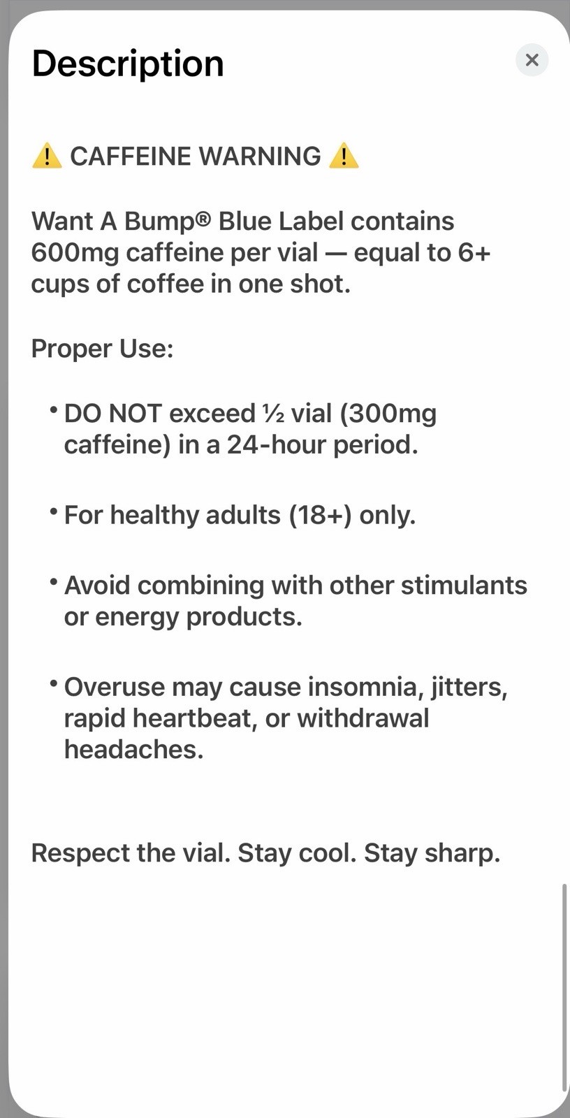 Want A BUMP® BLUE LABEL Revamped – Energy ON ICE (600mg Caffeine + Icy Menthol)