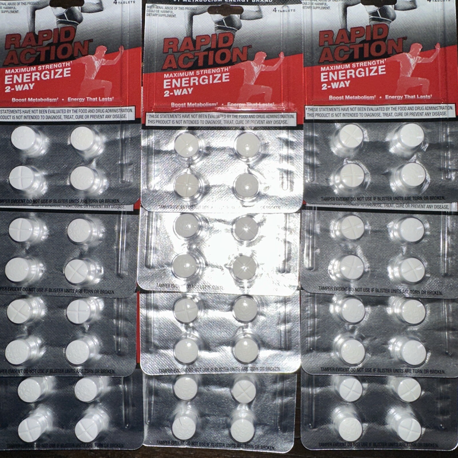 RAPID ACTION ENERGIZE 2-WAY ENERGY/DIET PILLS – 48 CT (12-4 CT PACKS)