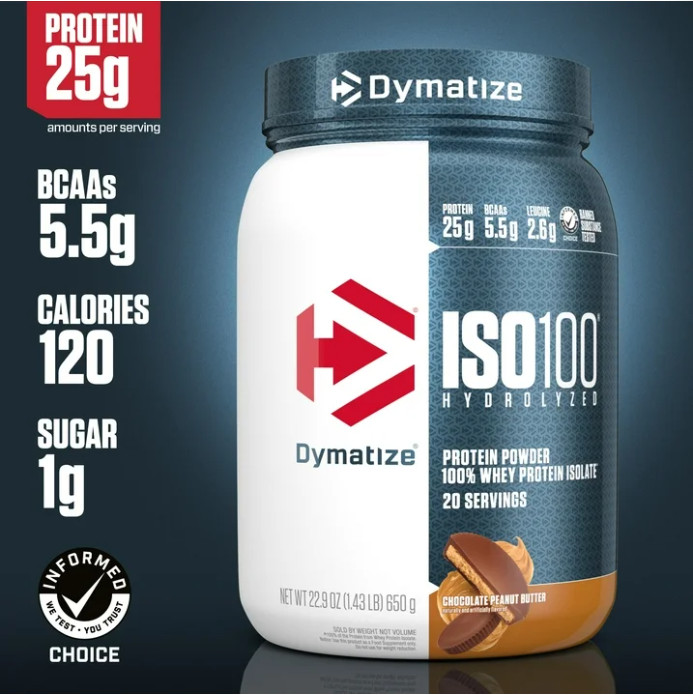Dymatize ISO100 Hydrolyzed Whey Isolate, Chocolate Peanut Butter, 20 Servings