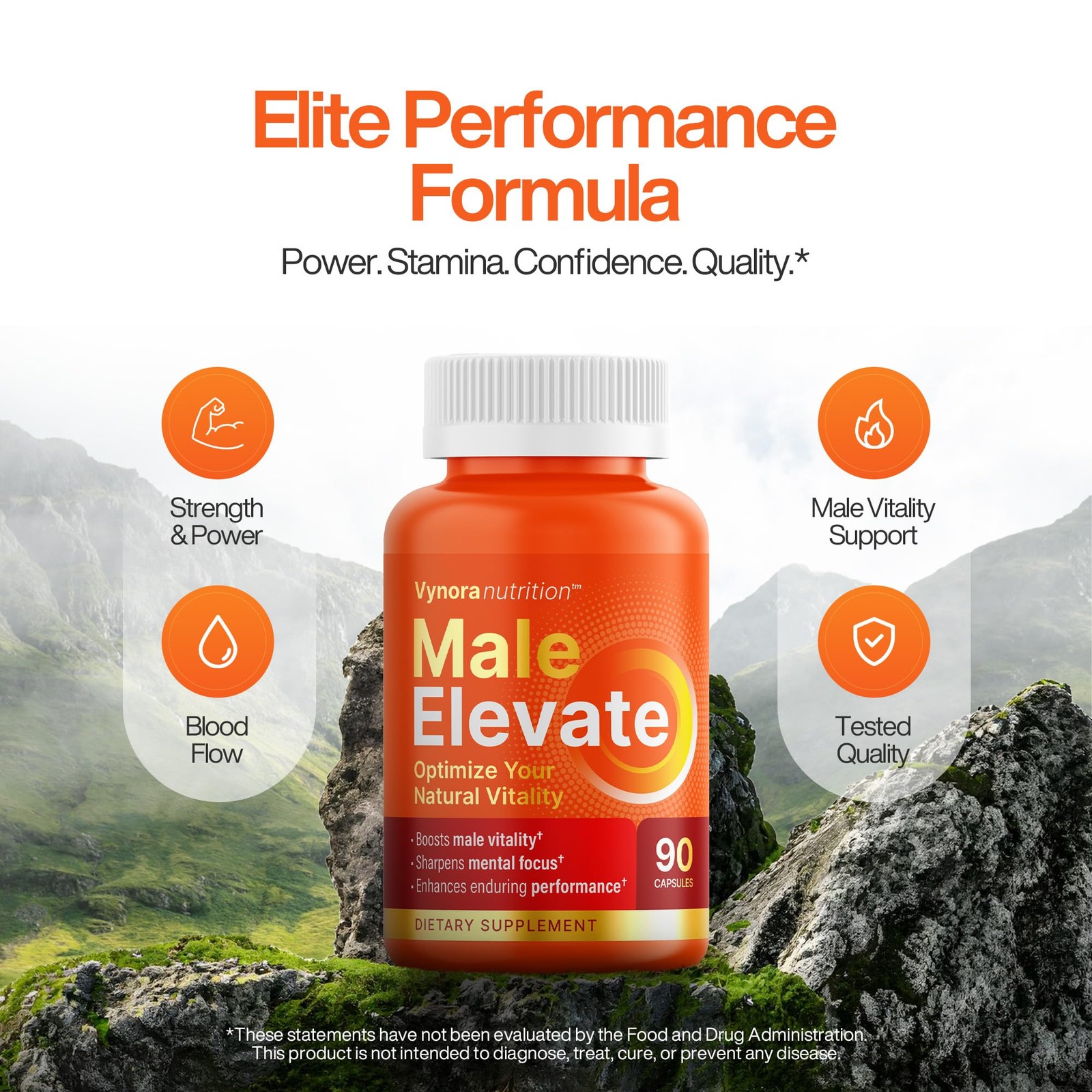 Testosterone Booster Supplement – Male Enhancing 90 Count (Pack of 1), Orange