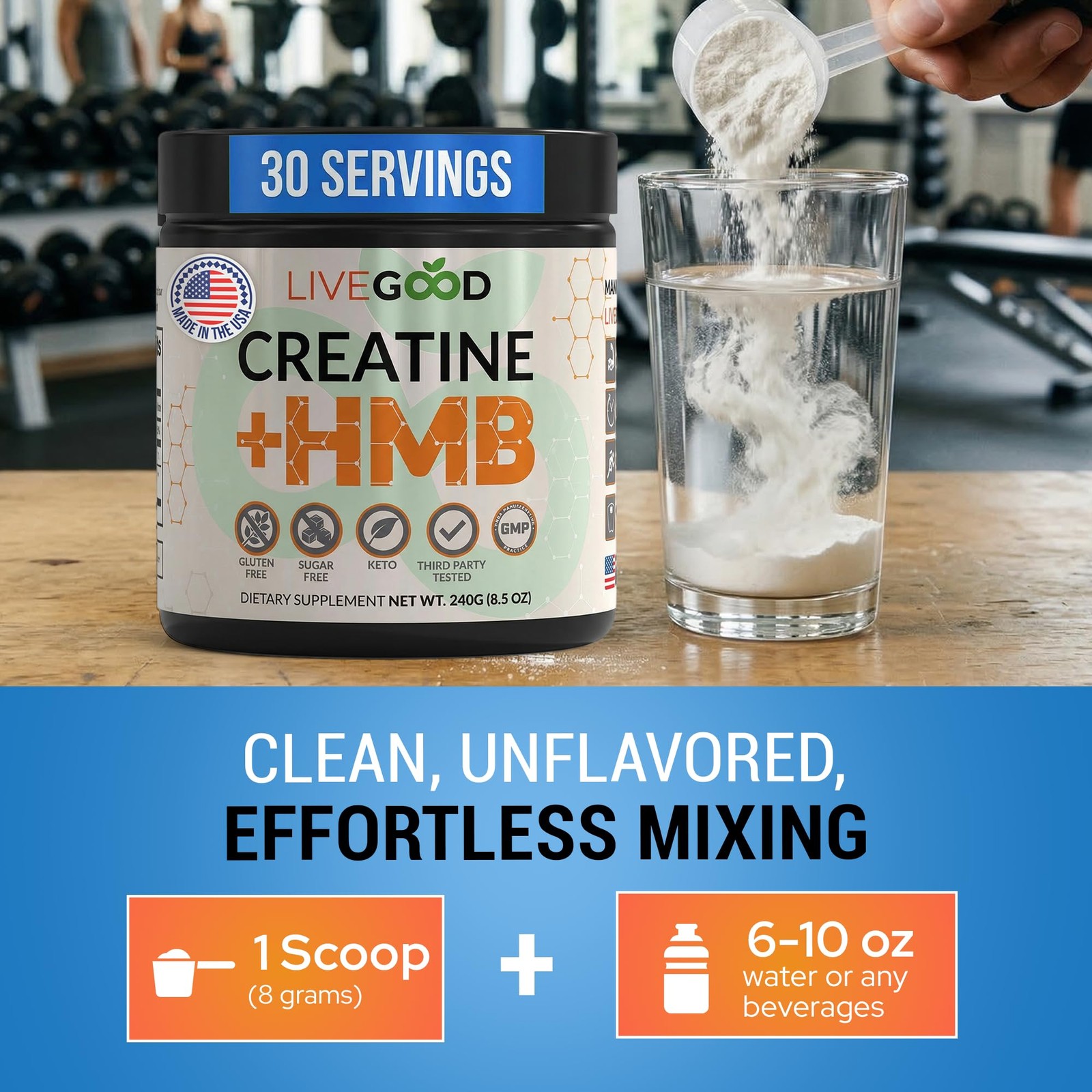 Creatine Monohydrate with HMB for Lean Muscle Growth & Recovery – HMB Creatin…