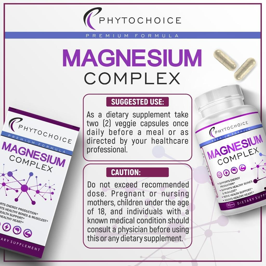 Magnesium Complex 400mg High Absorption, for Memory, Focus, Better Sleep, 90ct