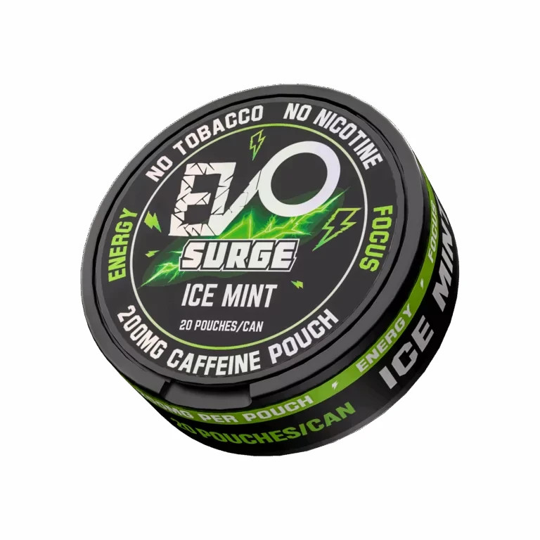 EVO Surge 200mg Caffeine Boost Pouches – 5 Pack (20 Count/Can) – ICE MINT