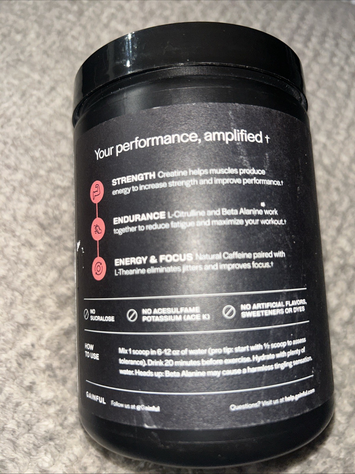 Gainful Caffeine-Free Pre-Workout (Exp 02/27) 20 Servings, Strawberry Lemonade