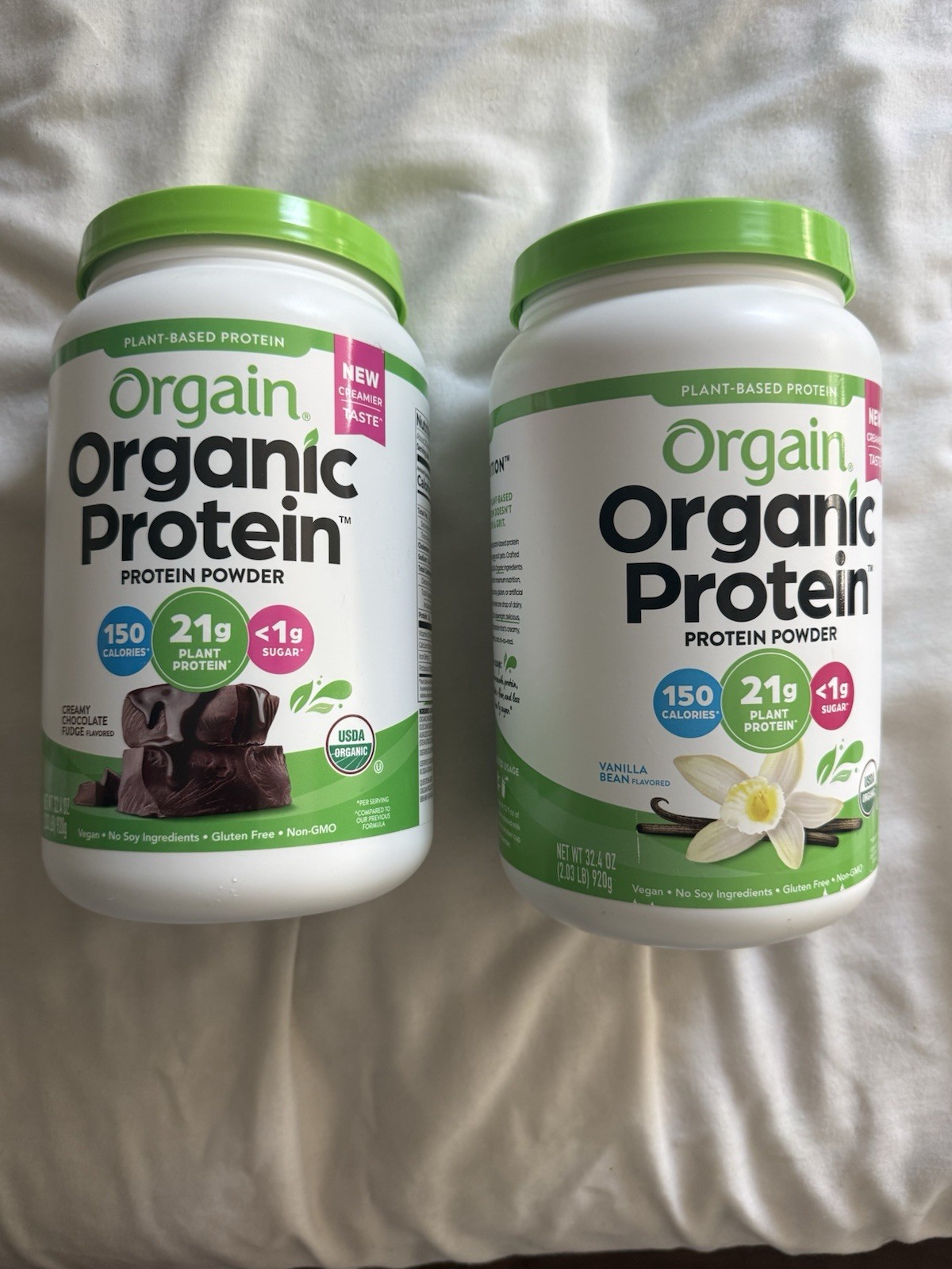 2X Orgain Organic Protein Creamy chocolate And Vanilla powder 2.03lbs Each