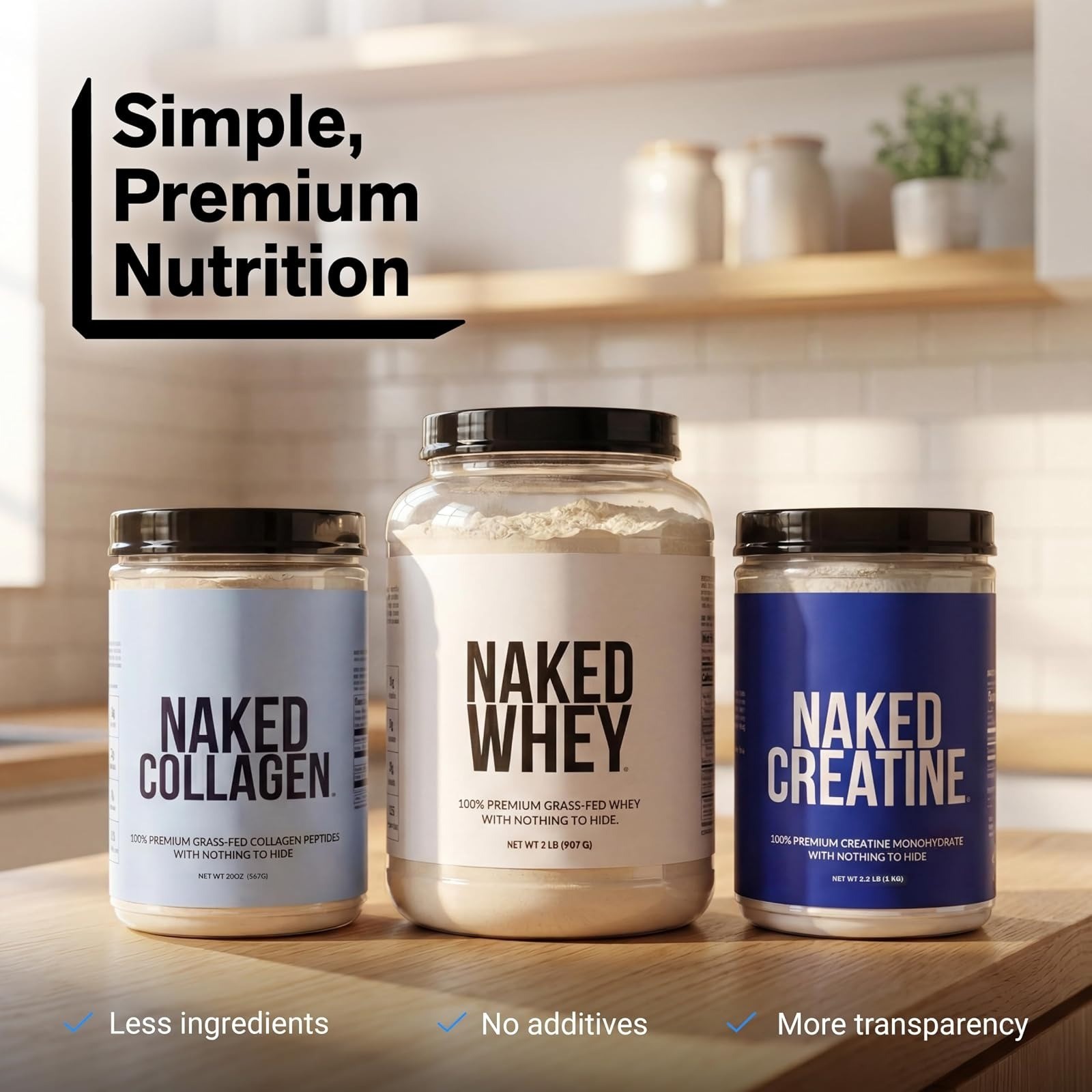 NAKED Vanilla Whey Protein 1Lb – All Natural, Grass Fed, Muscle Growth