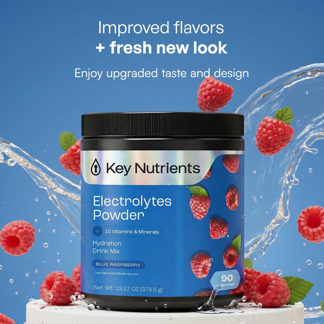 KEY NUTRIENTS Multivitamin Electrolytes Powder No 90 Servings, Blue Raspberry